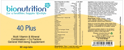 Bio Nutrition : General Wellbeing : 40 Plus > Product Label