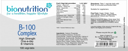 Bio Nutrition :  Men's Health : B-100 Complex - 100s > Product Label