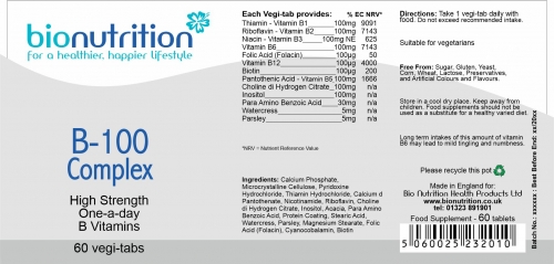 Bio Nutrition :  Men's Health : B-100 Complex - 60s > Product Label