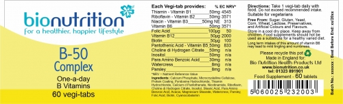 Bio Nutrition : Women's Health : B-50 Complex > Product Label
