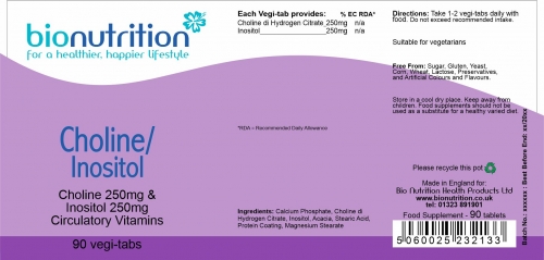 Bio Nutrition : Sleep, Mood & Memory : Choline / Inositol > Product Label